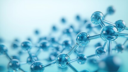 Blue exosome particles with 3D particle visualization concept. Close-up view of molecular structures symbolizing science.