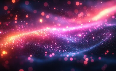 Fototapeta premium Cybernetic Illumination in a Futuristic Network Landscape with Vibrant Bokeh Effects and Abstract Geometric Elements