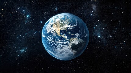 Fototapeta premium Stunning view of earth from space with visible continents and clouds