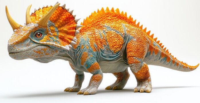 Achelousaurus Cretaceous Dinosaur Cousin of Triceratops with Curved Spikes and Bosses on Head in 3D Rendering