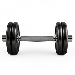 Fototapeta premium Dumbbell for Strength Training with Iron Plates on White Background
