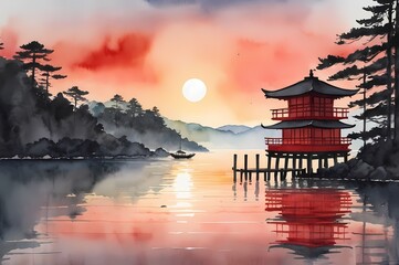 Obraz premium Eastern Harmony – Traditional Japanese Art in Delicate Tones