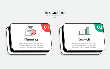 Business infographic template. 2 Step timeline journey. Process diagram, 2 options on white background, Infograph elements vector illustration.