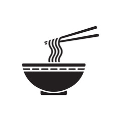 Noodle bowl,Bowl of Noodles,Sup Noodles icon. glyph style. silhouette. Suitable for food icon. simple design editable
