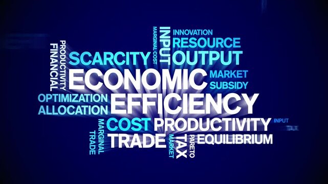 Economic Efficiency animated word cloud;text design animation tag kinetic typography seamless loop.