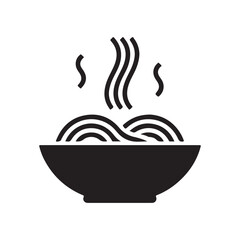 Noodle bowl,Bowl of Noodles,Sup Noodles icon. glyph style. silhouette. Suitable for food icon. simple design editable