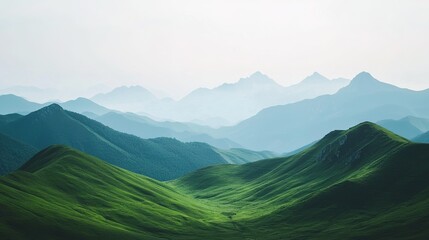 Fototapeta premium Serene aerial view of majestic rolling mountains in remote nature photography