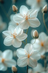 Fototapeta premium Close Up of White Laceflower Orlaya grandiflora Delicate Flowers in Nature