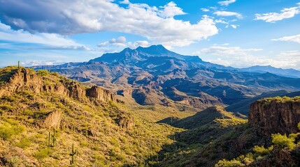 Fototapeta premium Majestic mountain range with jagged peaks in the desert gigapixel landscape photography