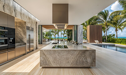 Modern Outdoor Kitchen with Ocean View