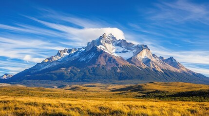 Fototapeta premium Breathtaking mountain peaks patagonia nature photography rural landscape wide-angle view adventure awaits