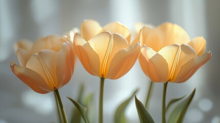 Obraz premium Close up of yellow tulips on white background spring bouquet elegant flower arrangement