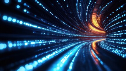 Futuristic Digital Connection in Cyberpunk Lighting and Abstract Design