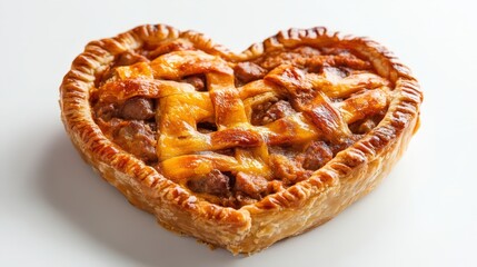 A Delicious Heart Shaped Pie Presented on a White Surface