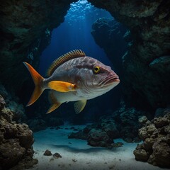 Naklejka premium Queen Snapper Hiding in Deep Caves