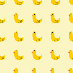 Cute Yellow Duck Seamless Pattern - Baby Animal Illustration