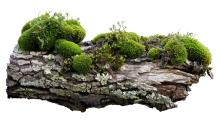 Nature's Canvas: A weathered tree trunk, adorned with vibrant moss and lichen, offers a tactile representation of nature's resilient beauty and natural textures.