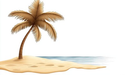 Cartoon Palm Tree On Sandy Beach Illustration