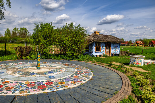 14.04.2024 Zalipie, Lesser Poland, Poland. Open air museum and ethnographic park of folk architecture and colorfoul paintings in Zalipie village, near Tarnow in Lesser Poland 