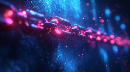 Futuristic Interconnected Network of Cyberpunk Nodes with Neon Blue Light