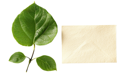 Green Leaf and Texture:  A vibrant green leaf presents, with three leaves on a stem, accompanied by a piece of beige texture, creating a moment of simplistic beauty.