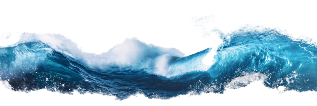 blue wave on the sea, transparent background PNG