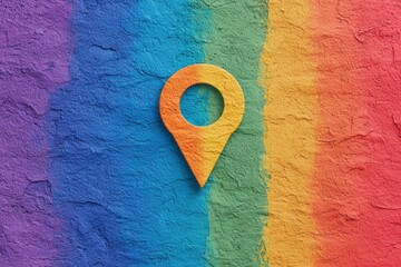 Colorful Texture Background with Location Pin Icon on Wall