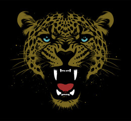 angry leopard face - grunge style (artwork 2)