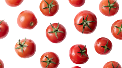 Fresh Tomatoes: A vibrant arrangement of fresh, ripe tomatoes, showcasing their bright red color and natural textures in a captivating display.