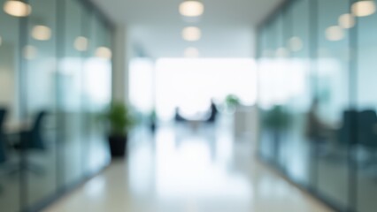 Fototapeta premium Abstract blurred office interior room. working space for background or backdrop in business concept