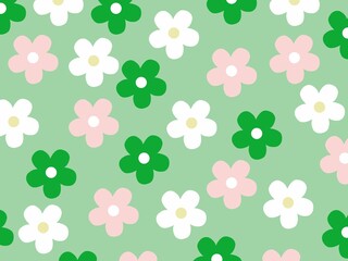 seamless floral pattern on green background 