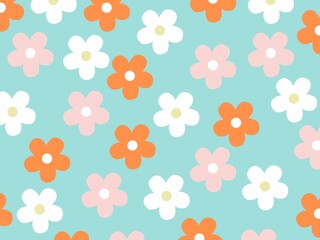 seamless floral pattern on blue background 