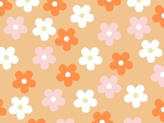 seamless floral pattern on orange background 