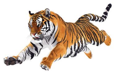 Obraz premium PNG Tiger jumping wildlife animal mammal.
