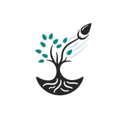Hair Growth Logo With a Hair Follicle Transforming Into a Healthy Tree