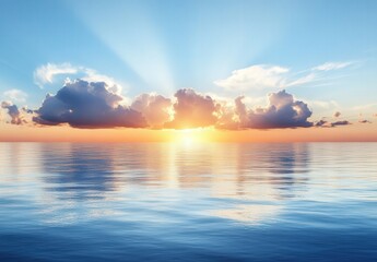 Fototapeta premium Majestic Sunset over Calm Ocean Waters