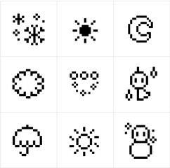Weather icon in pixel. Vector illustration isolated in white background. Cute element for graphic design