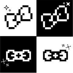 Ribbon icon in pixel. Vector illustration isolated in white background. Cute element for graphic design