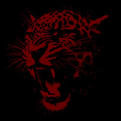 angry leopard face - grunge style (artwork 3) © mr.mmz