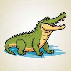 Obraz premium Friendly Green Crocodile Cartoon Illustration for Kids