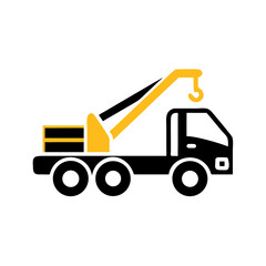 Naklejka premium Tow truck icon with crane arm vector