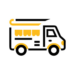Fototapeta premium Food truck icon with awning and wheels