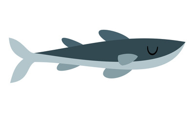 Cute fish clipart, isolated cartoon sea character. Ocean animal hand drawn vector illustration in flat style