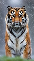 Tiger Portrait in Stormy Weather