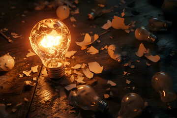 An explosion of broken light bulbs