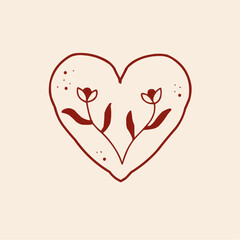 red heart with flowers