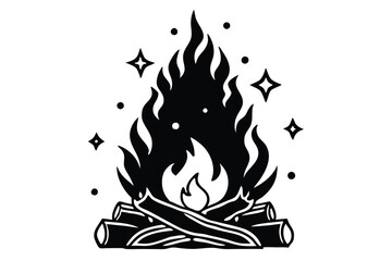 monochrome vector illustration of a bonfire