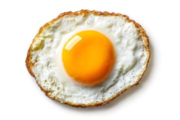 Fried Egg on White Background - Delicious Breakfast or Brunch Concept