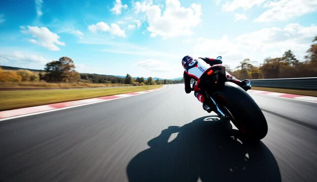 a racer riding a sports motorbike on a circuit