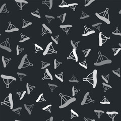 Grey Bicycle seat icon isolated seamless pattern on black background. Bicycle saddle. Vector